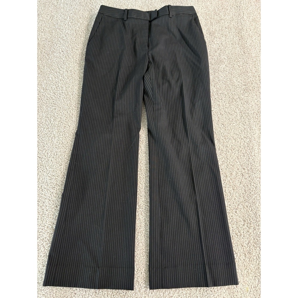 Brooks Brothers Womens Stretch Wool Pinstripe Trousers Dress Pants Black 6P